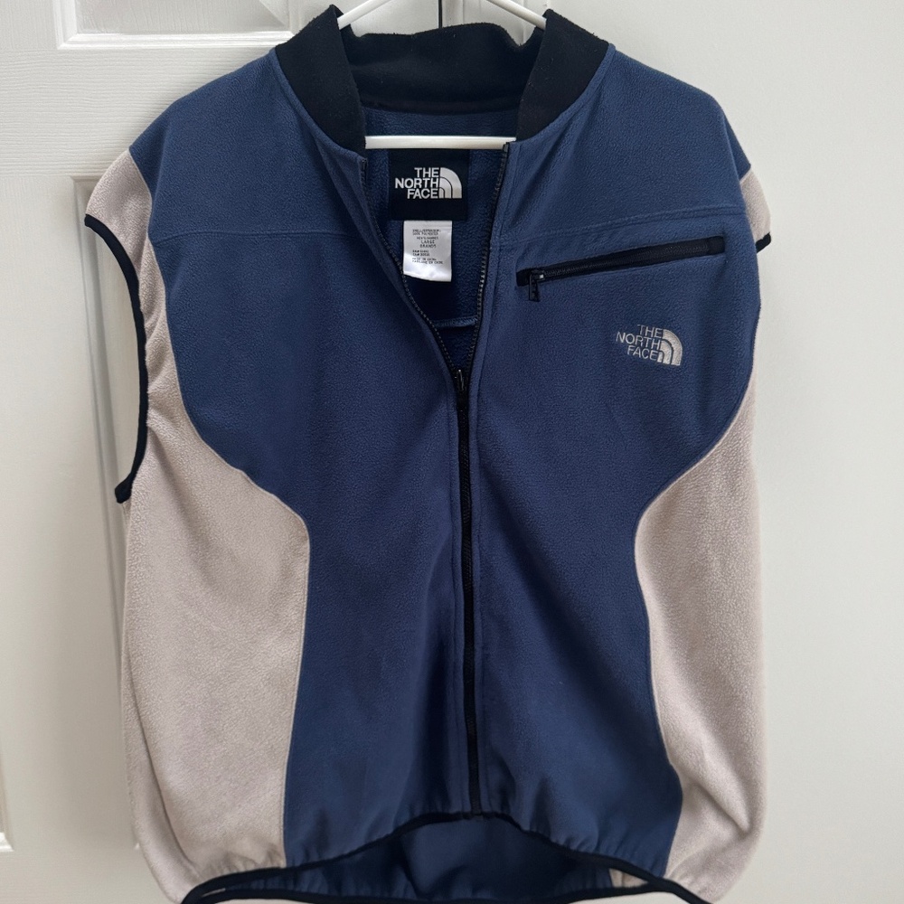 Vintage The North Face Fleece Vest – Men’s Large – Cream & Blue